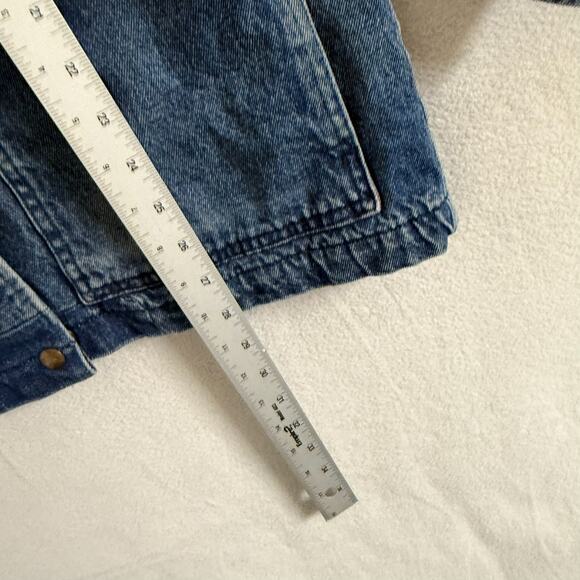 Vintage LL Bean Jacket Womens M/L Blue Denim Hooded Barn Chore Flannel Lined 90s - Picture 10 of 12